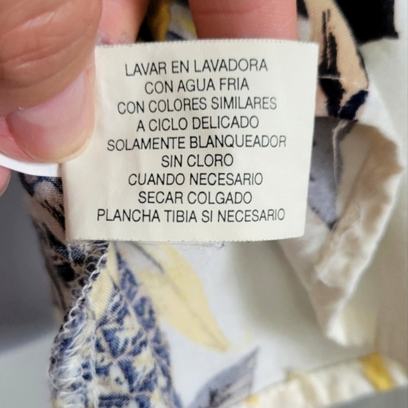 Puritan Hawaiian shirt pineapple floral off white black yellow button down large - Picture 8 of 16